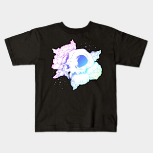 Cat Skull Rainbow (White) Kids T-Shirt